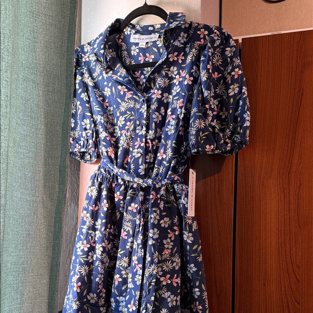 Emma & Michele Navy Floral Midi Dress